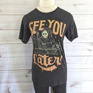 Wicked Clothes Halloween Grim Reaper Tee in Heathered Gray Size Small